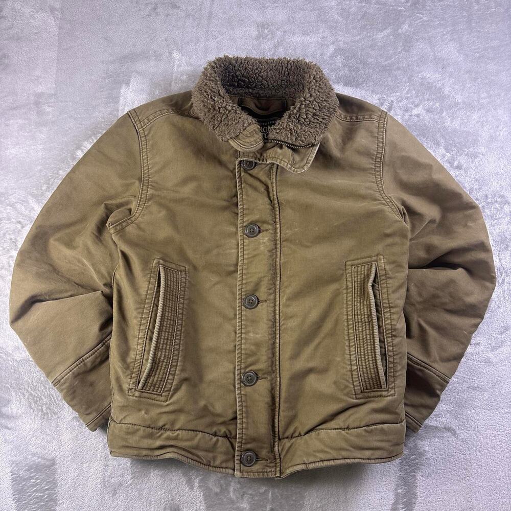 Abercrombie & Fitch Adirondack Jacket Men’s Small Brown Faux Fur Lined Canvas